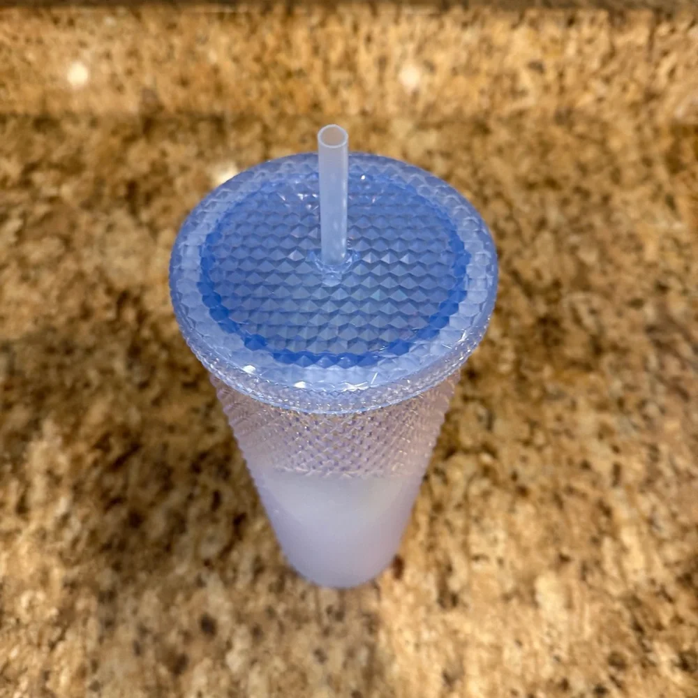 Starbucks 2021 China Ice Blue Iridescent Bling Glitter Studded Tumbler 24oz New